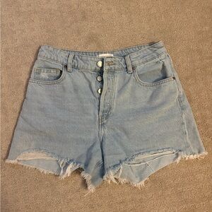 H&M Light Blue Frayed Hem Jean Shorts
